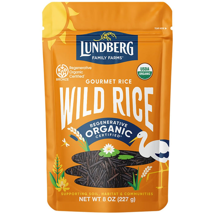 Wild Rice is a delicious whole grain with a natural nutty flavor and delightful texture. Wild rice provides a good source of fiber and protein to a healthy, balanced diet. Since 1937, the Lundberg Family has been dedicated to caring for the land resposnsibly and sustainably. Our organic farming methods produce healthful, delicious rice while respecting and protecting the earth for future generations. Today the spirit of environmental stewardship at Lundberg Family Farms continues to grow with every rice.