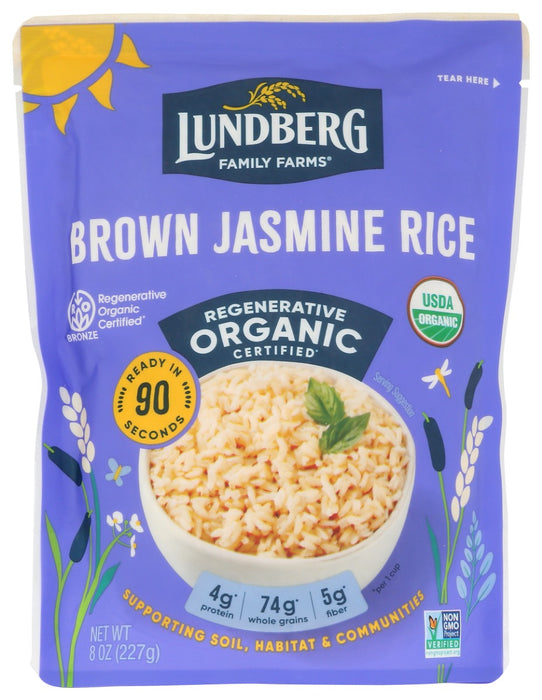 You're busy. We're busy. You like rice. We like rice. Ready in 90 seconds, this microwavable Organic Brown Jasmine Rice is made with authentic, Fair Trade Certified Thai œHom Mali rice. It's super high quality and superbly tasty. Plus, it packs 45g of whole grains per serving. Try it with your favorite Thai curries, grilled veggies, or straight outta the pouch. It's that good. Just microwave and serve!