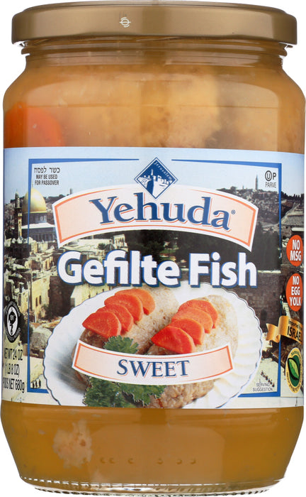 Yehuda Sweet Gelfite Fish is produced from the finest ingredients and freshest fish in order to bring a healthy and flavorful delicacy to your table. Yehuda Gefilte Fish can be served either cold or at room temperature directly from the jar. Savor the taste during the Holidays or any other time year round.