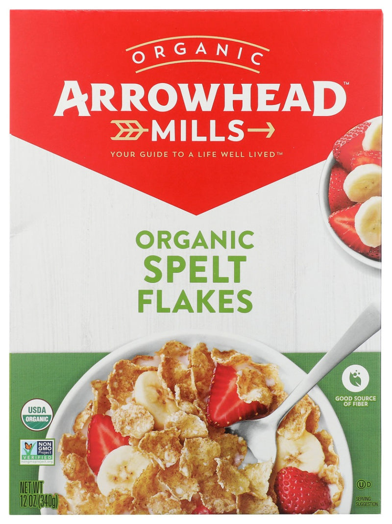 Arrowhead Mills Organic Spelt Flakes are a whole grain organic cereal with a tasty, nutty flavor. They're a good source of fiber and a low-fat way to revitalize and energize yourself for the day.