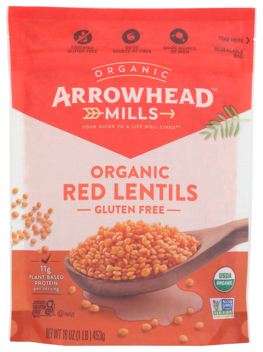 Organic Red Lentils are a good source of protein, and nutritious as well as delicious. Make them into a pilaf using fragrant Arrowhead Basmati rice or enjoy as a flavorful pureed side dish called dahl, as they do in India. Their earthy flavor enhances soups, too!