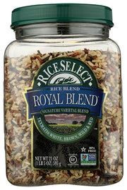 Description
Our original Royal Blend&reg; is an all-natural blend of four rices: Texmati&reg; White, pre-cooked brown, wild and Thai red rice. An enticing mixture of colors, textures and tastes, it has no added flavors or sodium and cooks in just 15 minutes. Great as a base for stuffing or salads, or served with beef or wild game. Star-K Kosher Certified.