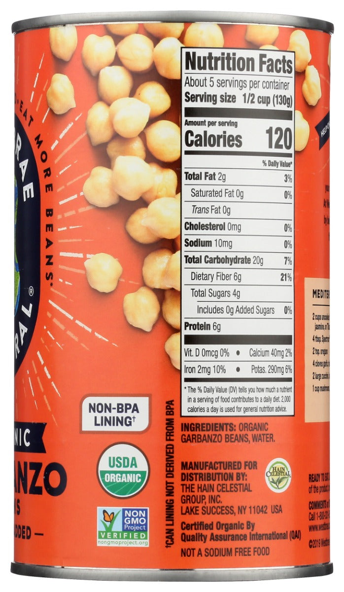 WESTBRAE: Natural Vegetarian Organic Garbanzo Beans, 25 Oz