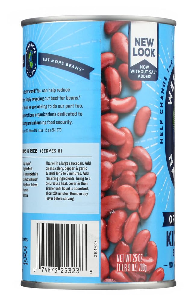 WESTBRAE: Natural Vegetarian Organic Kidney Beans, 25 Oz