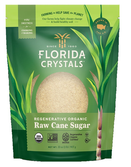 Our homegrown raw cane sugar is mill-made and unrefined, retaining natural molasses that results in its tan or golden hue and authentic flavor.
Our Florida Crystals Organic Raw Cane Sugar is a minimally processed alternative to standard granulated white sugar and can be substituted cup for-cup anywhere a recipe calls for it.