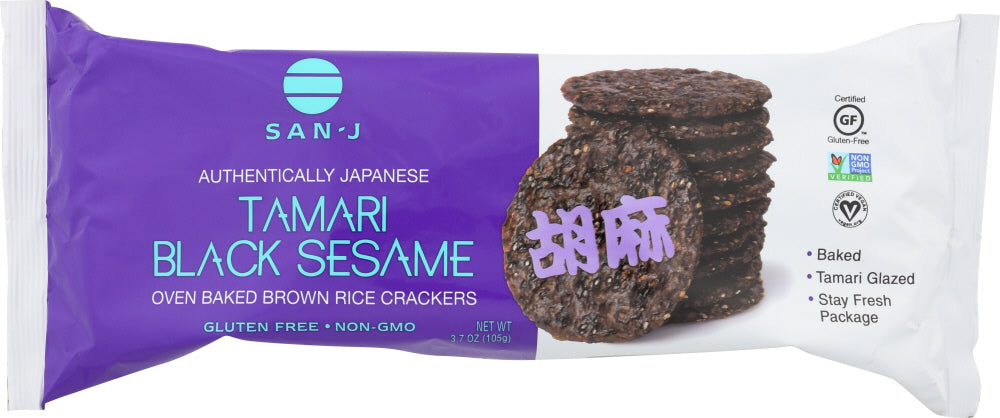 SAN-J: Crackers Black Sesame Rice, 3.7 oz