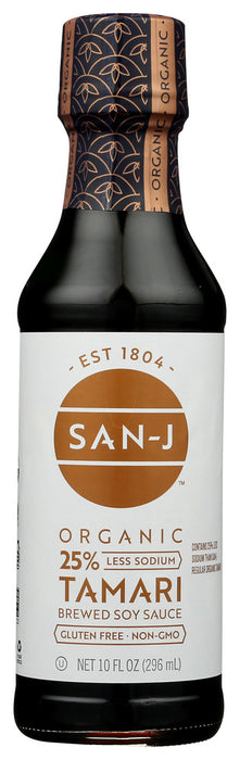 Enjoy all the benefits of Organic Gluten Free Tamari with 25% less sodium. Only our natural fermentation process can give San-J Tamari a rich, delectable flavor that enhances any type of cuisine. Perfect for stir-fry, marinade, and as a dipping sauce. Great to add to soups, sauces and casseroles. Reduce sodium intake and enjoy the full flavor of your dish by adding 1 tsp. Organic Gluten Free Reduced Sodium Tamari (233 mg sodium) instead of 1/4 tsp. salt (590 mg sodium).