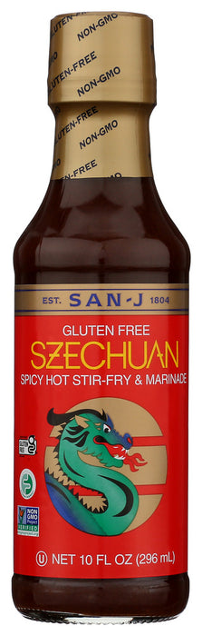SAN J: Sauce Szechuan Hot and Spicy Gluten Free, 10 oz