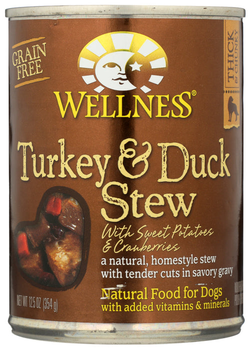 WELLNESS: Turkey & Duck Stew with Sweet Potatoes Dog Food, 12.5 oz