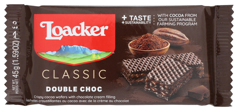 LOACKER: Wafer Double Choc Classic, 1.59 oz