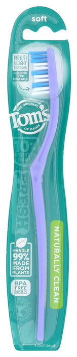 Our Naturally Clean toothbrush gives you lots of reasons to smile. The handle is made from renewable castor oil plants instead of petroleum and is recyclable through our TerraCycle® collection program. An angled neck and dye-free, multi-height bristles are precisely designed for effective cleaning. It's BPA-free and free of artificial colors and a good choice for you and your family.
