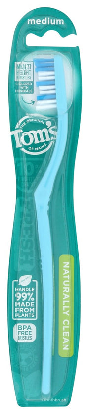 Our Naturally Clean toothbrush gives you lots of reasons to smile. The handle is made from renewable castor oil plants and is recyclable through our TerraCycle collection program. An angled neck multi-height bristles are precisely designed for effective cleaning. It's BPA-free, free of artificial colors and a good choice for you and your family.
Colors May Vary