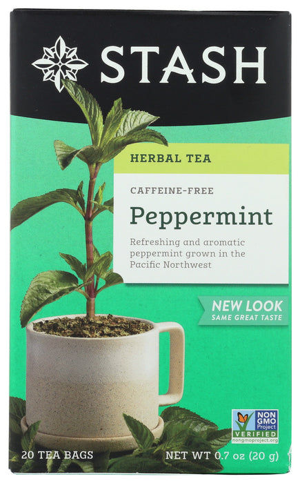 STASH TEA: Premium Peppermint Herbal Tea Caffeine Free 20 Tea Bags, 0.7 oz
