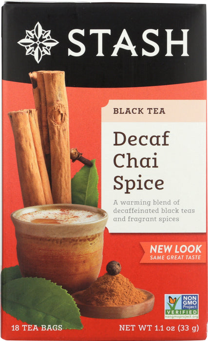 STASH TEA: Decaf Tea Chai Spice 18 Tea Bags, 1.1 oz