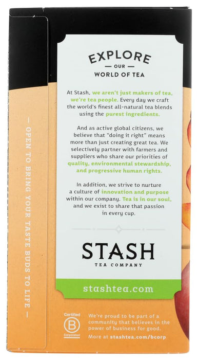 STASH TEA: Green Tea Ginger Peach with Matcha 18 Tea Bags, 1.2 Oz