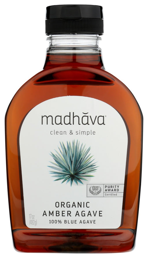 MADHAVA HONEY: Organic Amber Agave, 17 oz