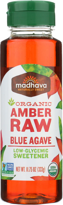 MADHAVA: Organic Amber Raw Blue Agave, 11.75 oz