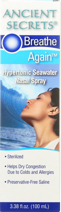 ANCIENT SECRETS: Nasal Spray Breathe Again, 3.38 oz