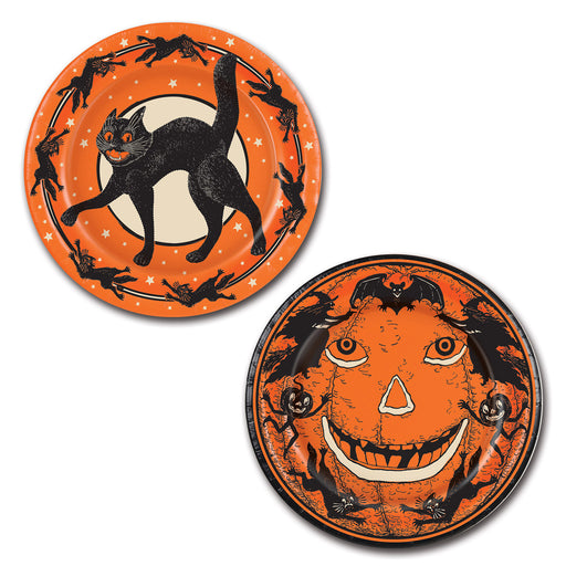 Vintage Halloween Plates – 9" – (8/Pkg) by Beistle for Halloween-Vintage Plates-Dinner