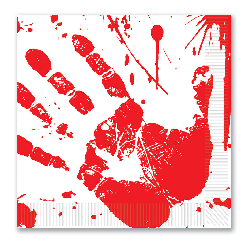 Bloody Handprints Luncheon Napkins – (16/Pkg) by Beistle for Halloween Napkins-Lunch
