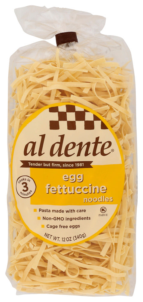 Famous for its remarkable "tender but firm" texture and fresh flavor, our Egg Fettuccine is perfect for any occasion and any recipe. Whether it's chicken soup, fettuccine alfredo or simply pasta with fresh tomatoes, olive oil and Parmesan cheese, it will always be a hit. And, it cooks in just 3 minutes!
