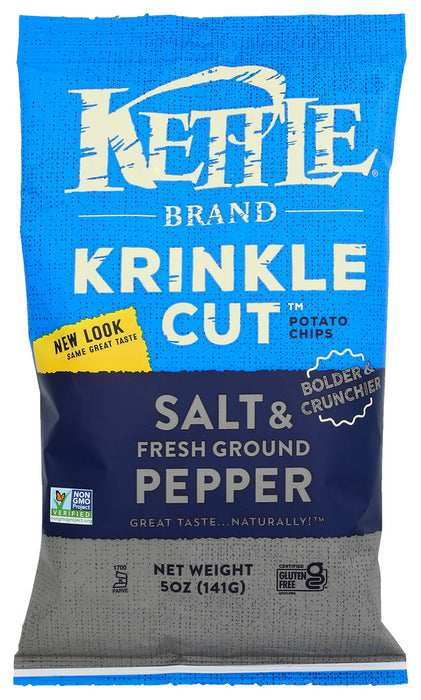 KETTLE BRAND: Krinkle Cut Potato Chips Salt and Fresh Ground Pepper, 5 oz