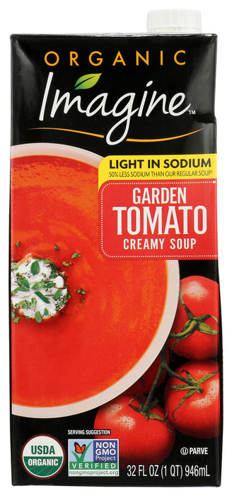 Our light in sodium version of classic comfort food features organic tomatoes and farm-fresh herbs expertly blended in a rich and creamy soup that's bursting with the authentic flavors of homemade. Make it Mediterranean with crumbled goat cheese and a pinch of thyme.
