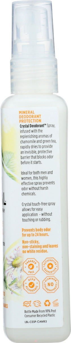 CRYSTAL BODY DEODORANT: Deodorant Spray Chamomile And Green Tea, 4 oz