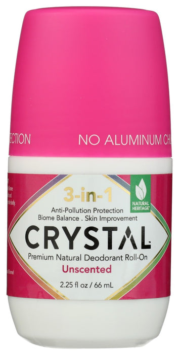 CRYSTAL: 3in1 BioHealth Deodorant Roll-On Unscented, 2.25 oz