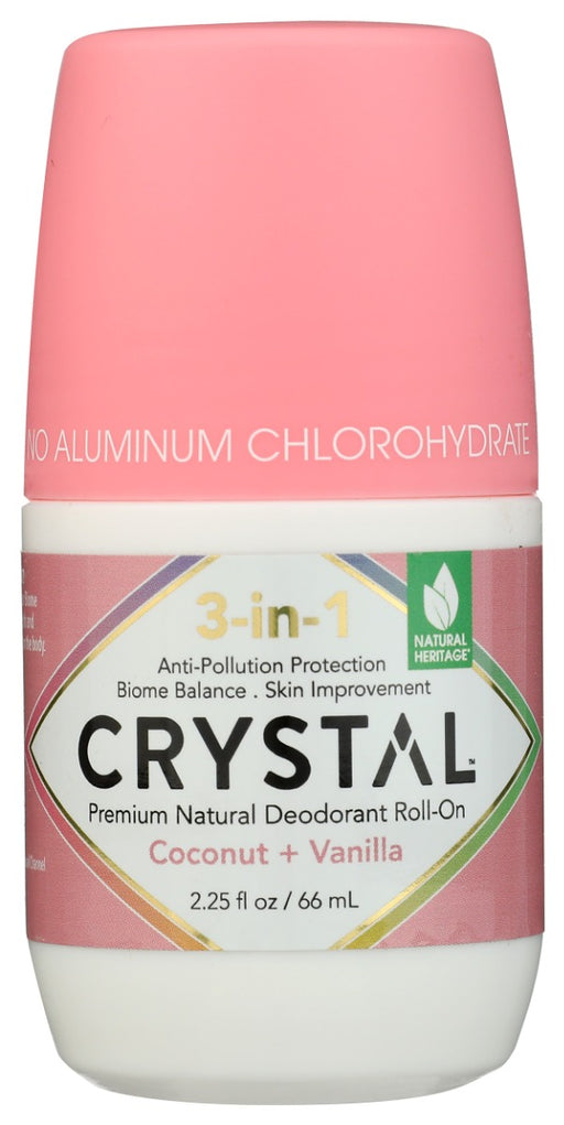 CRYSTAL: 3in1 BioHealth Deodorant Roll-On Coconut + Vanilla, 2.25 oz