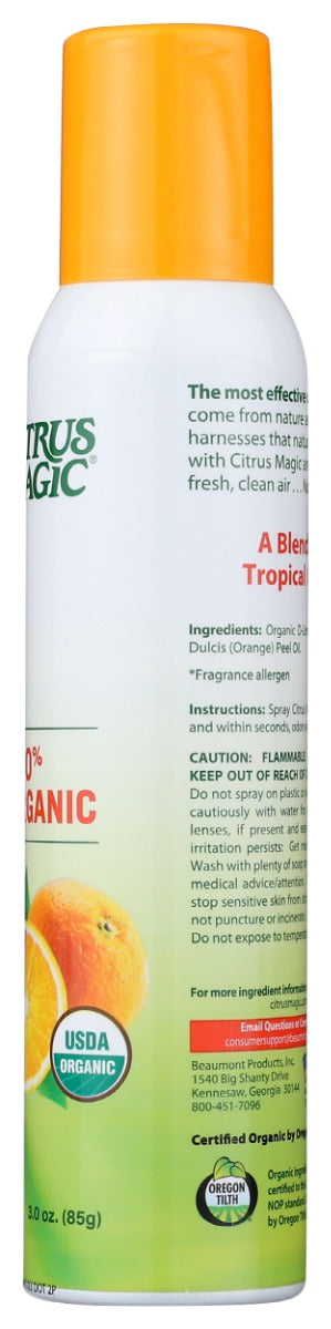 CITRUS MAGIC: Air Freshener Orange Zest Organic Spray, 3 oz