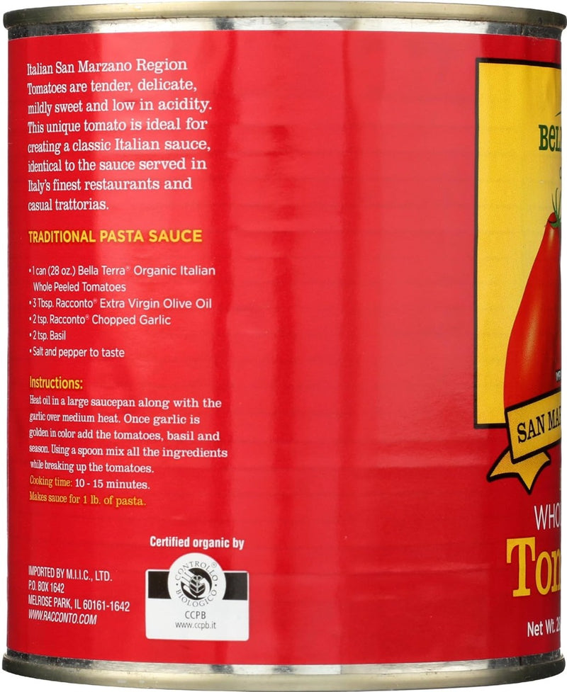 BELLA TERRA: Organic Italian Whole Peeled Tomatoes, 28 oz