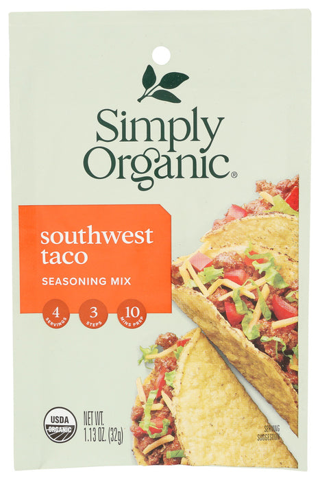 Organic, mildly hot Mexican-inspired seasonings for creating authentic taco flavor in a jiff.
You'll get wrapped up in the flavor of Simply Organic&reg; Southwest Taco Mix -- it's spicy, but won't scorch your palate.