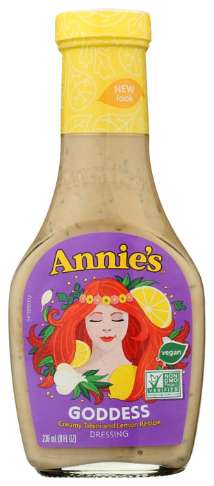 In the 1920's, the Palace Hotel in San Francisco honored actor George Arliss, who was opening in a play called &ldquo;The Green Goddess,&rdquo; with a salad dressing. But Annie's Goddess dressing &ndash; a creamy tahini and lemon dressing with chives and parsley &ndash; is the real showstopper. Annie's fans describe it as &ldquo;addictive,&rdquo; &ldquo;drinkable,&rdquo; and &ldquo;indescribably delicious.&rdquo;