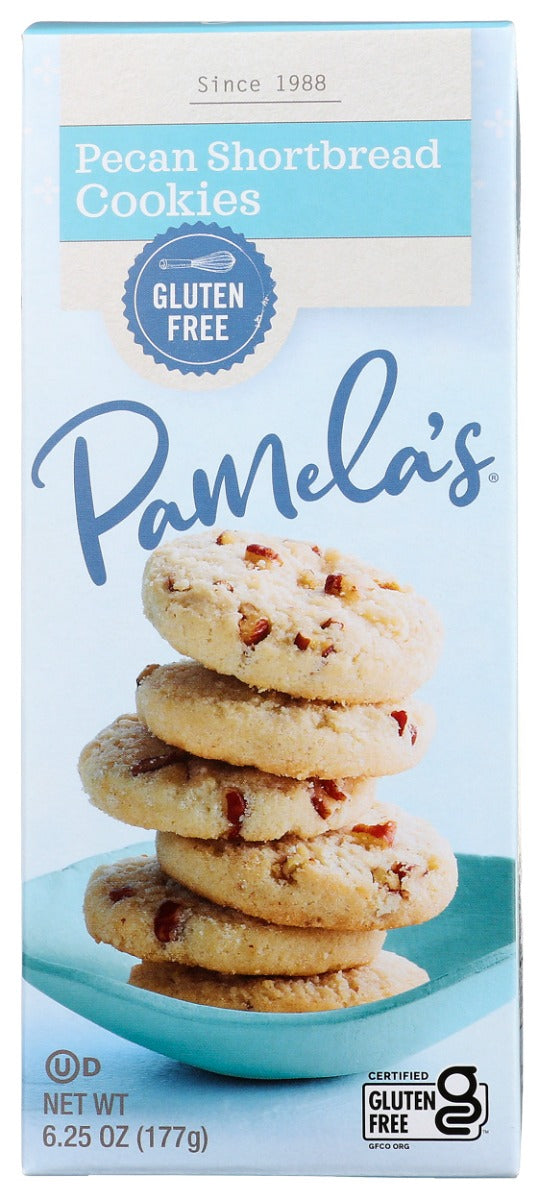 Our Pecan Shortbread is a crunchy cookie with a rich taste of butter and pecans. Enjoy with a cup of tea or for dessert. Also great for making crumb crusts. Gluten-free and egg-free.