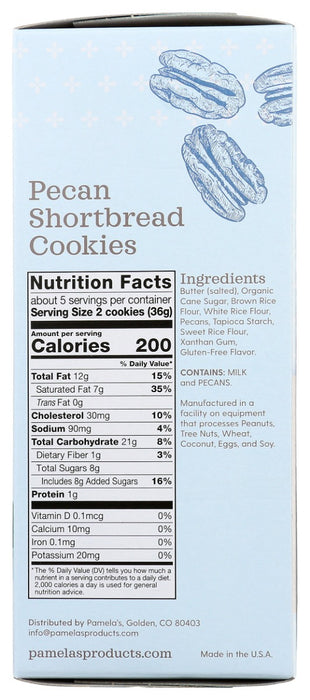PAMELAS: Pecan Shortbread Cookies, 6.25 oz
