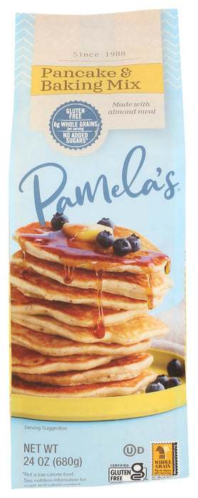 The whole family with love the light and fluffy pancakes made with Pamela's Baking &amp; Pancake Mix. With premium ingredients like cultured buttermilk and almond meal, and 8 grams of whole grains per serving, this mix can also be used to make all types of delicious baked goods! Try it yourself to see why Pamela's is still the #1 gluten-free pancake mix!


