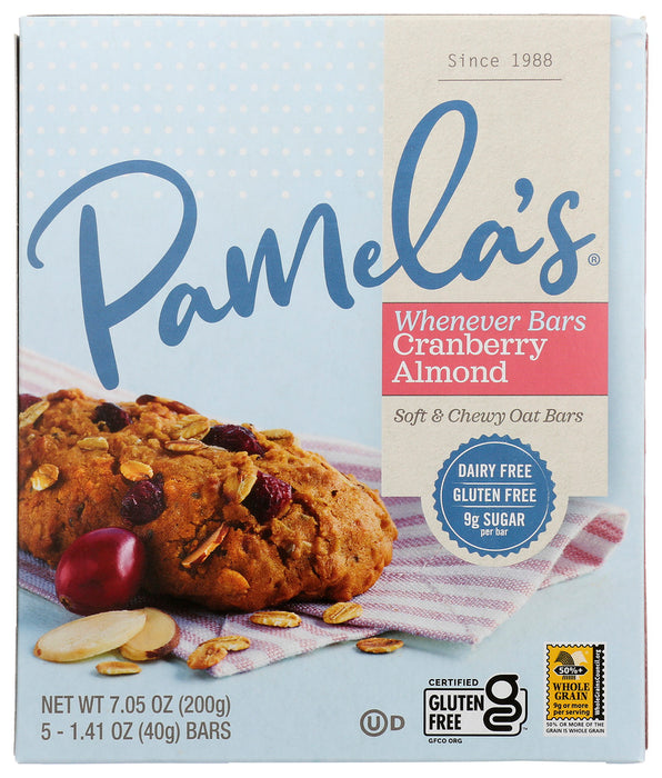 PAMELA'S: Whenever Bars Oat Cranberry Almond, 7.05 oz
