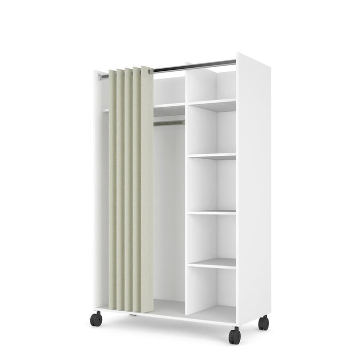 Lola Mobile Wardrobe with Curtain, White/Natural Fabric