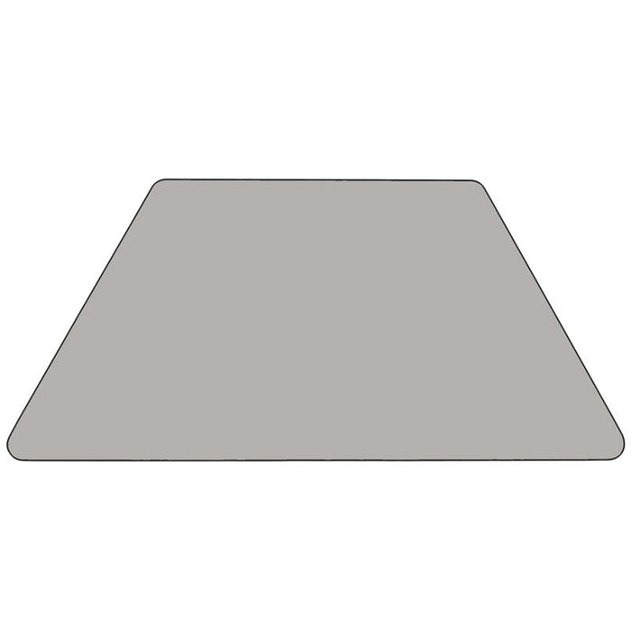 22.5''W x 45''L Trapezoid Grey HP Laminate Activity Table - Height Adjustable Short Legs