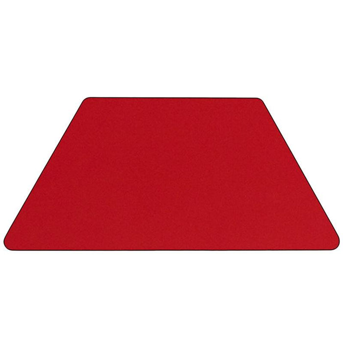 22.5''W x 45''L Trapezoid Red HP Laminate Activity Table - Height Adjustable Short Legs