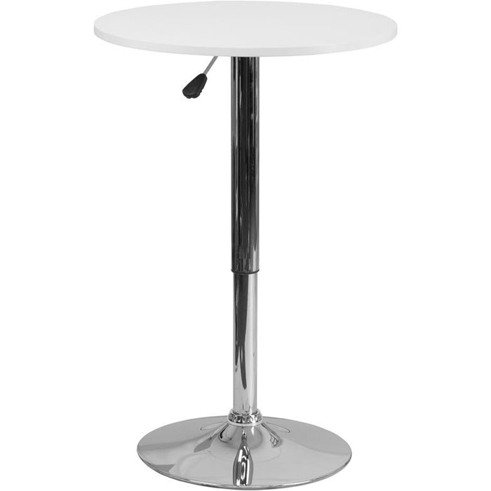 23.75'' Round Adjustable Height White Wood Table (Adjustable Range 26.25'' - 35.75'')