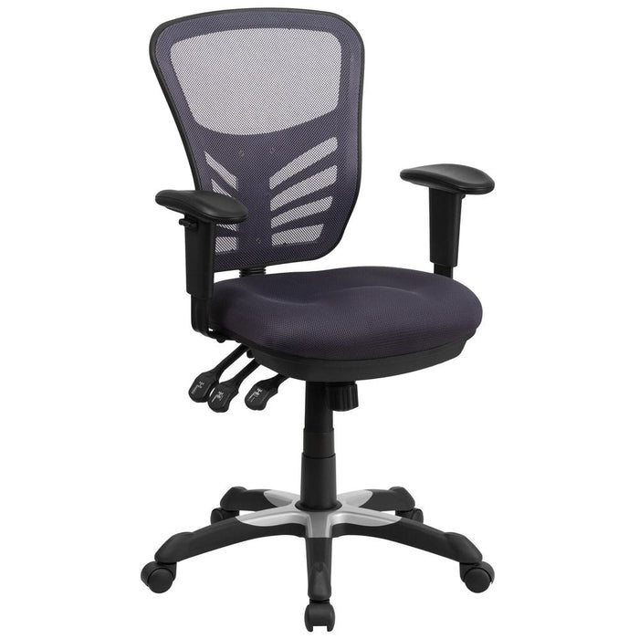Mid-Back Dark Gray Mesh Multifunction Executive Swivel Ergonomic Office Chair with Adjustable Arms