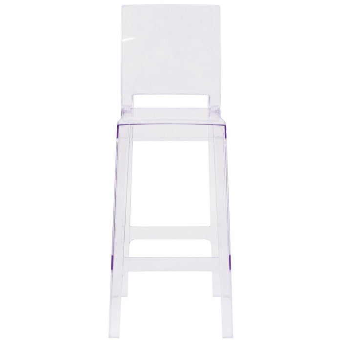 Ghost Barstool with Square Back in Transparent Crystal