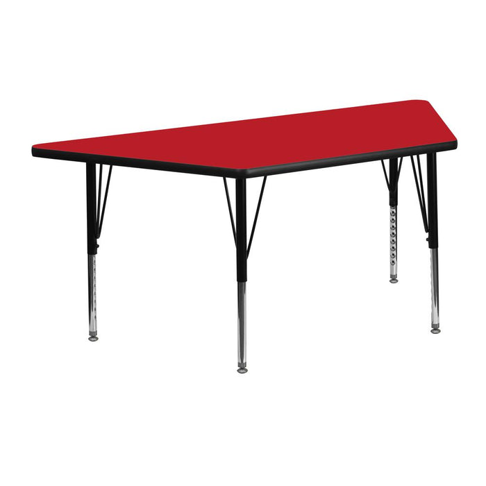 22.5''W x 45''L Trapezoid Red HP Laminate Activity Table - Height Adjustable Short Legs