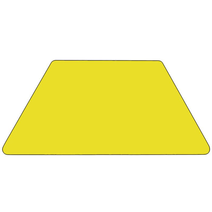 22.5''W x 45''L Trapezoid Yellow HP Laminate Activity Table - Standard Height Adjustable Legs