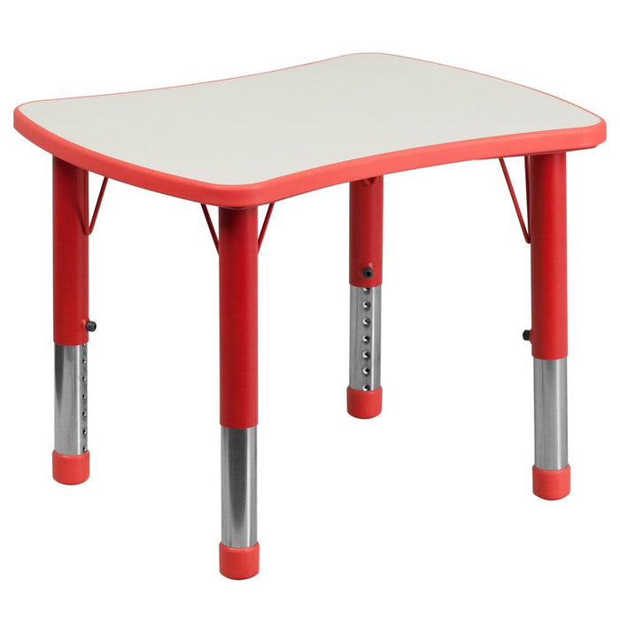 21.875''W x 26.625''L Rectangular Red Plastic Height Adjustable Activity Table with Grey Top