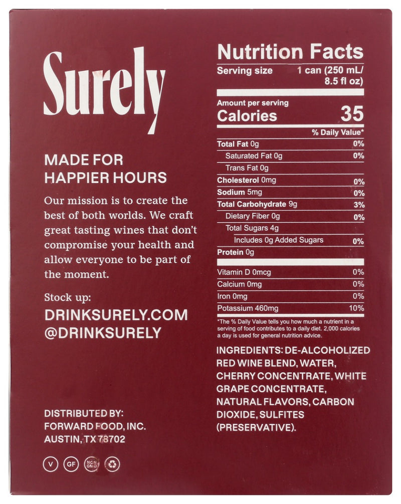 SURELY: Wine Na Bubbly Red 4Pk, 34 FO