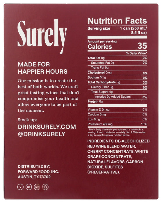 SURELY: Wine Na Bubbly Red 4Pk, 34 FO