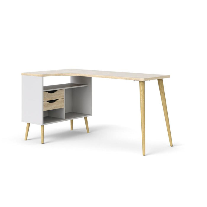 Diana 2 Drawer, 3 Shelf Desk, White/Oak Structure